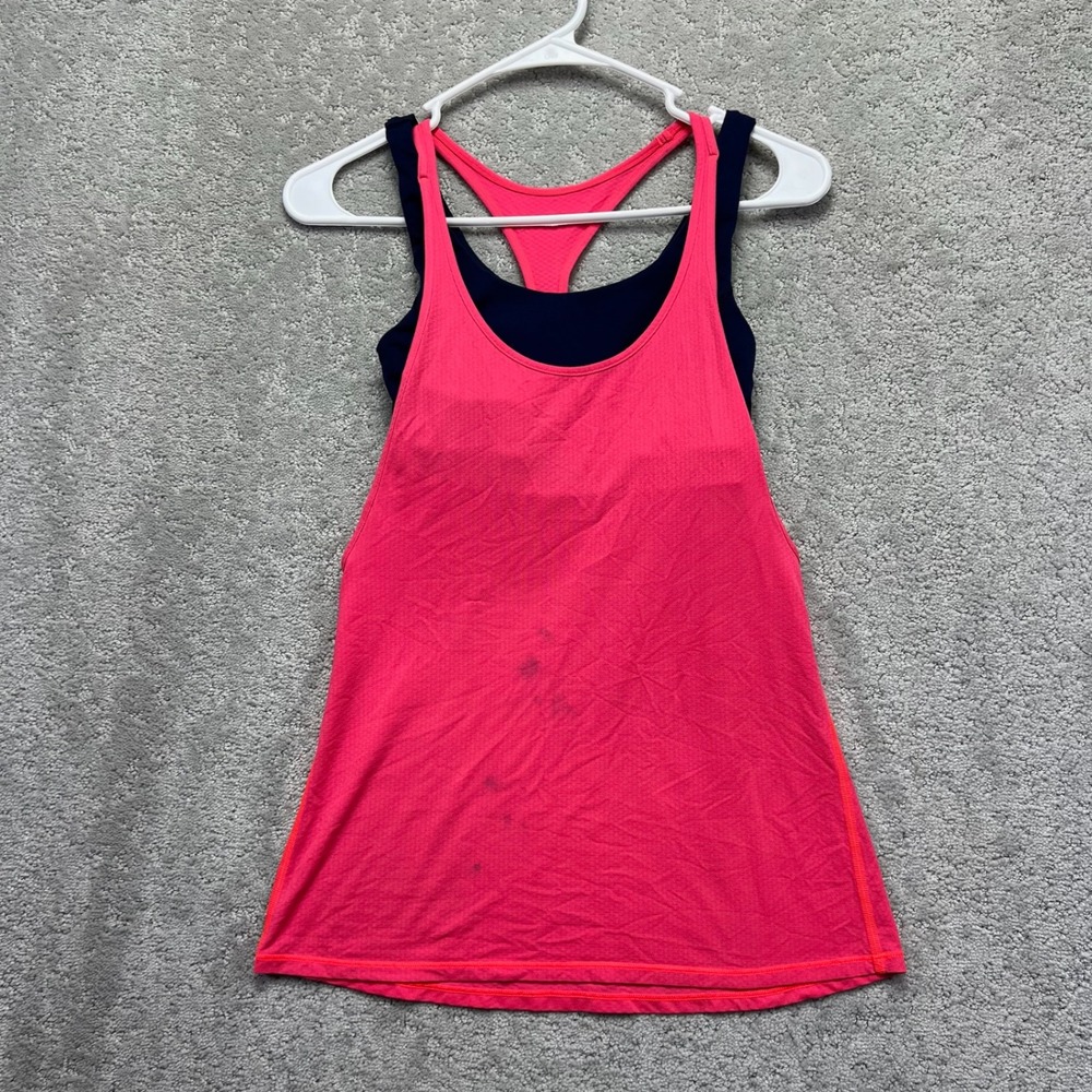 Lululemon Tank Top Womens 4? Pink Navy Racerback Built-in Sports Bra No Limits